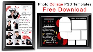 birthday photo frame download  collage psd free download [upl. by Anitram783]