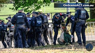 Several protesters arrested during the Kings visit in Canberra [upl. by Russel]