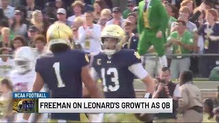 Marcus Freeman on Riley Leonards growth as QB [upl. by Nappy]