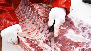 How to Butcher a Pig  Making the best meat  Butcher shop deboning work [upl. by Brenda]