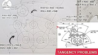 TANGENCY PROBLEMS IN TECHNICAL DRAWING pulley [upl. by Noillid]