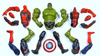 ASSEMBLE TOYS SUPERHEROES  SpiderMan Hulk Smash And Deadpool  MARVEL AVENGERS TOYS [upl. by Rednaeel331]