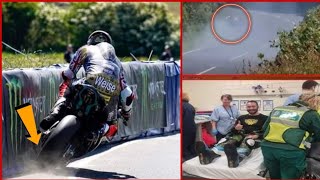 HEAVY CRASH 🔴 Peter Hickmans HIGHSPEED CRASH at Ginger Hall Isle of Man Senior TT 2024 [upl. by Sirenay]