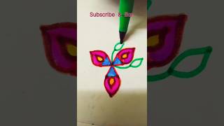 Simple rangoli designs295 youtubeshorts daily use rangoli with colors [upl. by Perzan]