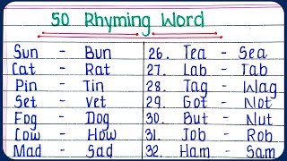 50 rhyming words in english for class 3  50 Rhyming Words in English  Rhyming words [upl. by Zondra]