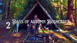 2 days of🍂autumn🍁RELAXATION  I am building a shelter in a picturesque forest🌲 [upl. by Aelyak]