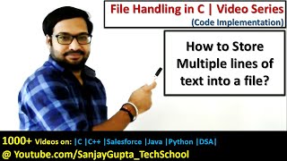 Store multiple lines of text into file using fputs  in c programming  by Sanjay Gupta [upl. by Nylessej]