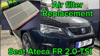 How to change air filter Seat Ateca 20 TSI 5FP luft filter wechseln DIY [upl. by Lyrak]