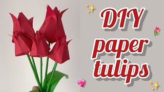 Origami Tulip  How to make paper tulip  Easy origami tulip  DIY tulip flower  No glue 🌷 [upl. by Nerua]