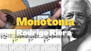 Monotonia  Rodrigo Riera  Beautiful😢 and EASY  Classical Guitar [upl. by Englebert]