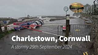 September 29th 2024 the strong winds driving storm waves at Charlestown Cornwall [upl. by Kiri]