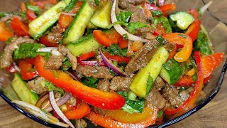 ТЁПЛЫЙ АЗИАТСКИЙ САЛАТ Вкусный рецепт салата с говядиной [upl. by Ellesor653]