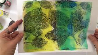 Gelli Arts ®  3 ways of printing with leaves by Birgit Koopsen [upl. by Timothea]