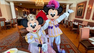 Royal Banquet Restaurant Disney Character Fun  Disneyland Hotel Paris  Jan 2024 wMickey Minnie [upl. by Ecinerev]