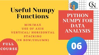 Numpy functions Minimum maximum Vertical Stacking horizontal stacking Sum of rowcolumn in Hindi [upl. by Etolas]