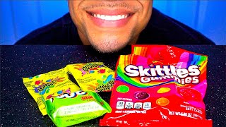 ASMR Eating Candy No Talking Mukbang Jerry Food Treats Party Skittles Gushers Gummies FruitSnacks [upl. by Adlay559]