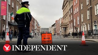 Irish Parliament protected by ring of steel following rioting in Dublin [upl. by Otter295]