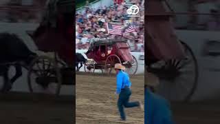 Runaway stagecoach at Redding Rodeo krcr northstate norcal reddingrodeo rodeo ytshorts [upl. by Lesley516]