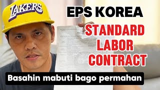 Eps Korea Standard Labor Contract Sample Explained [upl. by Anni]