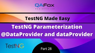 TestNG Parameterization  DataProvider annotation and dataProvider attribute TestNG  Part 28 [upl. by Nekal837]