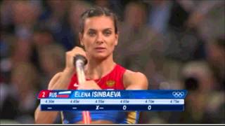 06082012  Elena Isinbaeva no puede lograr los 48m en salto con garrocha y obtiene medalla bronce [upl. by Aidole]