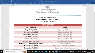 SCHOOL ELEMENTARY CALENDAR for 2022 TO 2023 [upl. by Hgeilhsa]