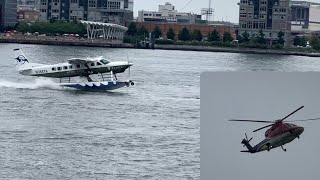 Seaplane landing in NYC River and Helicopter landing [upl. by Christalle]