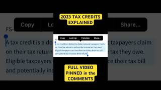 2023 TAX CREDITS EXPLAINED [upl. by Lucania]