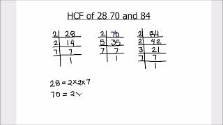 How to Find HCF of 28 70 amp 84 by Prime Factorization  Find HCF of three Numbers GCF of 3 Numbers [upl. by Nitas370]