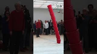 Artist Roman Signer activates his sand bucket sculpture at Malmö Konsthall [upl. by Natalee]