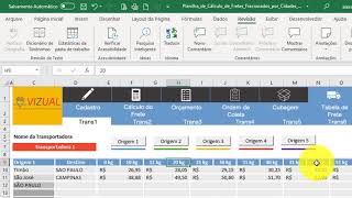 Planilha de Cálculo de Fretes Fracionados por Cidades  Tabela de Frete [upl. by Jeanna]