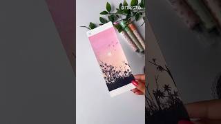 Sunset Painting using PENTEL MILKY BRUSH PENS  Shop On Artikate artikate shorts pentel brushpen [upl. by Doolittle]