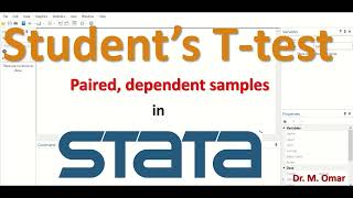 Paired dependent or related Students T test for two samples in STATA [upl. by Ahsenyl]