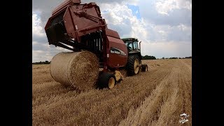 Round Baling Wheat Straw near Greenville Ohio [upl. by Adaven]