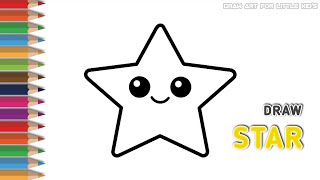 How to Draw a Star Step by Step Easy Star Drawing Colouring for Kids and Toddlers [upl. by Reilly]