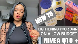 Howto lightening amp Glow your Skin on a low BudgetNiveaQ10 mixed with Effective lightening products [upl. by Nwadal]