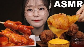 ASMR 베이컨 치킨과 떡볶이 쿡방amp먹방 소시지 어묵 BACON CHICKEN amp TTEOKBOKKI EATING SOUNDS MUKBANG  Ae Jeong ASMR [upl. by Akimas]