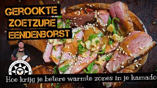 Gerookte zoetzure eendeborst op de kamado bbq [upl. by Ydnak]