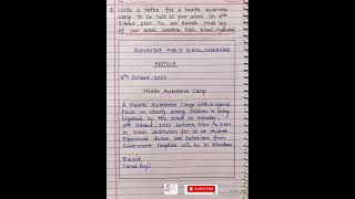 Notice writing on health awareness campaign l notice writing format l notice writing class 1112 [upl. by Hanyaz]