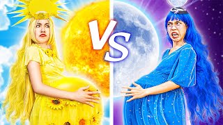 Day Pregnant Mom Vs Night Pregnant Mom With One Colored Makeover Challenge  Stories About Baby Doll [upl. by Hofmann]