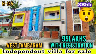 H165 House for sale in Tambaram west East Facing 95 Lakhs with Registration3bhk fully wood work [upl. by Adnalu]