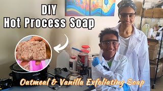 DIY Hot Process Oatmeal Vanilla Exfoliating Soap at Home [upl. by Backler]