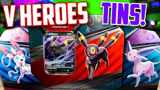 WHATS INSIDE Opening EVERY V Heroes Tin Spring 2022 Eeveelutions [upl. by Amian]