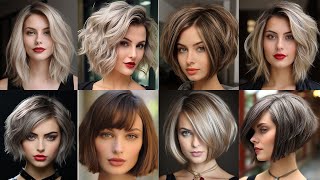 Short Bob Haircuts For Trendy amp Chic Look 2024 Chin Length Haircuts Curly Bob Pixie Cut Low Mainten [upl. by Hapte]