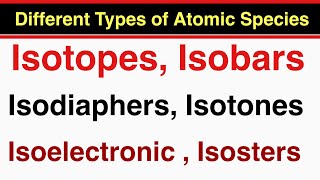 Isotopes  Isobars  Isotones  Isoelectronic  Isodiaphers  Isotopic Number  Isosters [upl. by Ardnahs234]