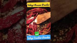 Udupi Rasam Powder and Udupi Sambar Powder recipe  Quick and easy shorts [upl. by Nal]