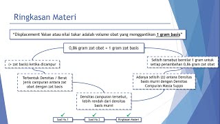 Review Soal Farmasetika Displacement Factor dan Value  Nilai Tukar Suppositoria I Review 18 [upl. by Odnumyar629]