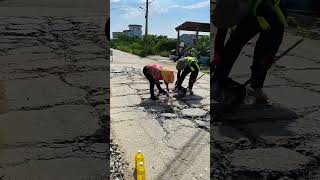 Pothole repair process [upl. by Iuqcaj]