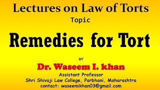 Remedies for Tort  Remedies in tort [upl. by Leach]