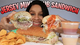 JERSEY MIKES CLUB SUPREME SUB SANDWICH WITH CHIPOTLE MAYO amp BUFFALO SAUCE REVIEW  ASMR MUKBANG [upl. by Joye481]